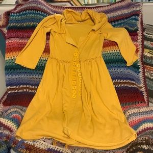 Anthropologie MOTH mustard yellow long double button sweater, small